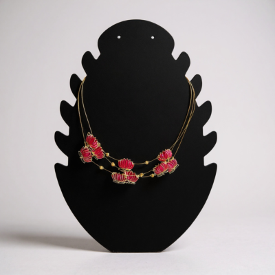 Lotus Necklace Invisible Chain Triple Layered