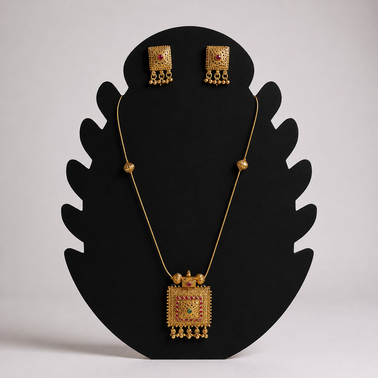Square Pendant Long Chain