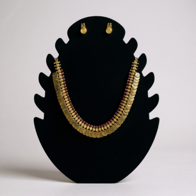 Ruby stone coin necklace